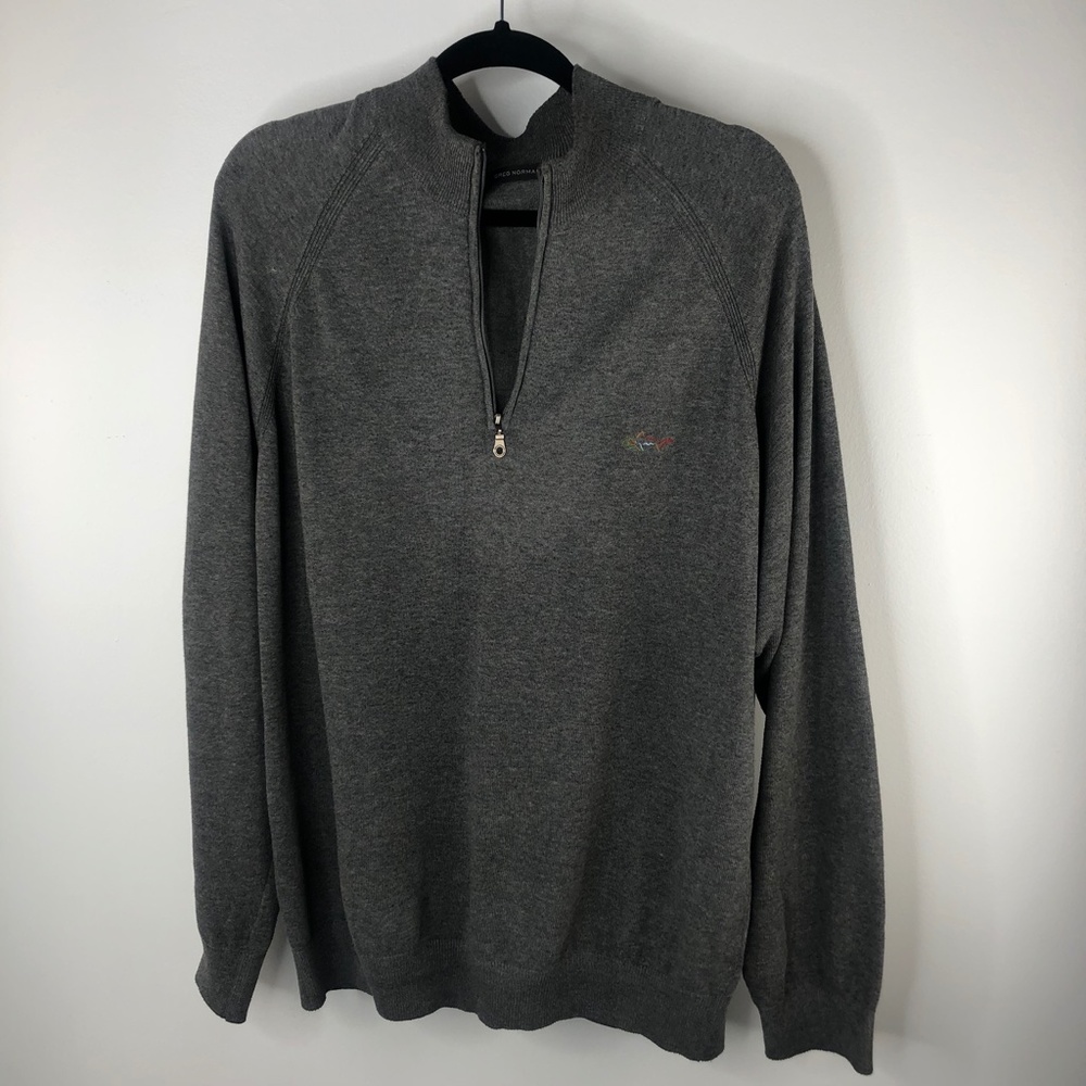 Greg Norman Grey Men's XL Pull-over Sweater with Shark Logo Golf Sweater